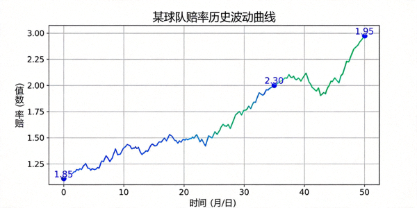 赔率历史波动曲线图 - 展示一支球队赔率随时间变化的折线